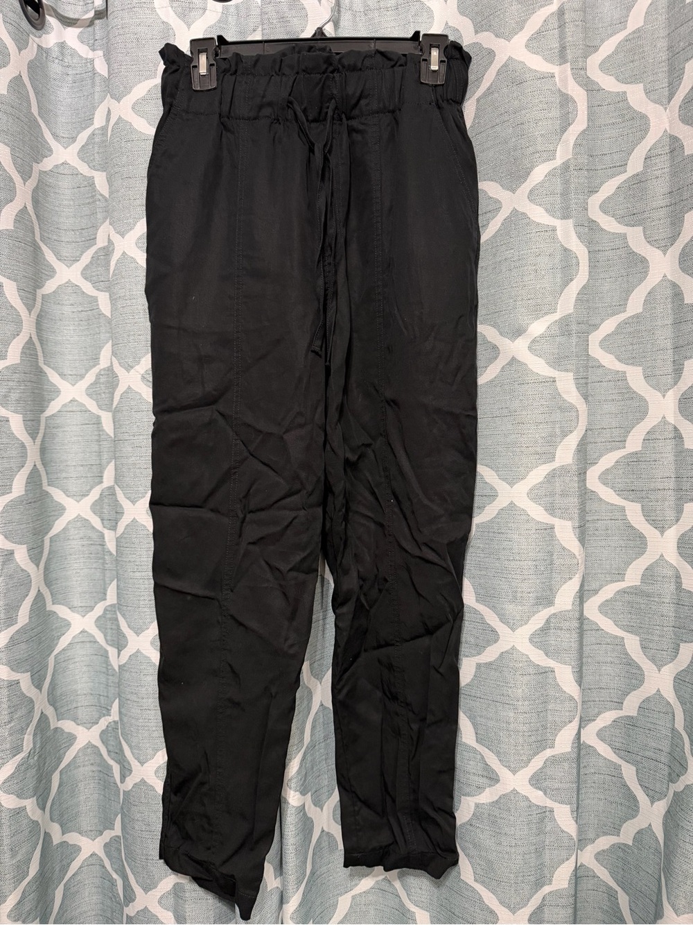 a new day Black Drawstring Paperbag Waist Trousers